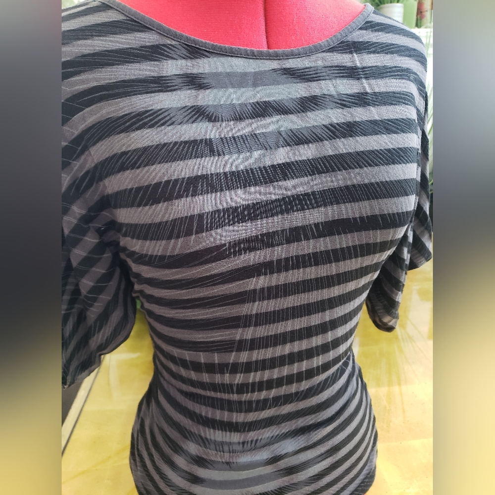 Roxy Black and Gray Striped Blouse